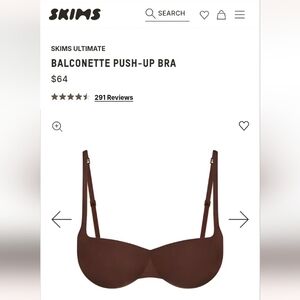 SKIMS Teardrop Push-Up Balconette Bra In Cocoa Size 32C NW(O)T